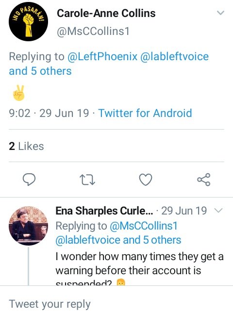 Ena can be regularly found with Carole-Anne Collins, another dedicated troll of Jews. Carole got caught pretending to be Jewish, and she's not the first one in that group to do that....>>