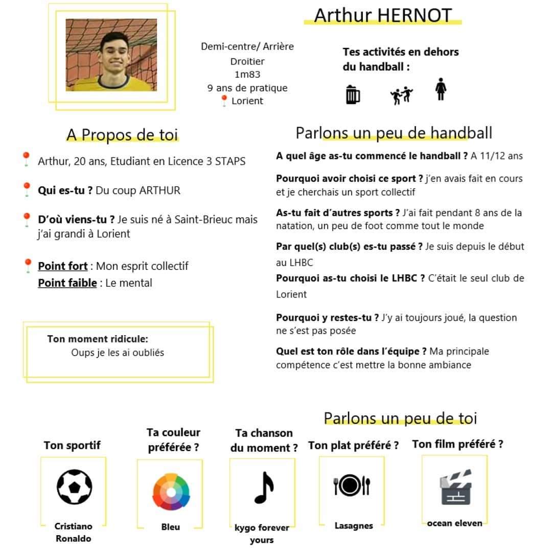 LHBC_Lorient's tweet photo. 🤾Portrait d'un joueur vous propose aujourd'hui de faire connaissance avec Arthur Hernot ...

 #restezchezvous #lhbc #handball #lorient https://t.co/4Crjc2IH5J