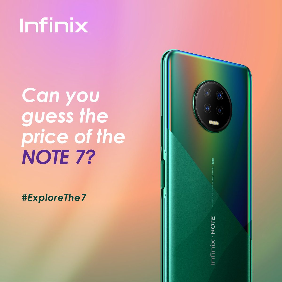 InfinixGhana's tweet photo. How much do you think the brand new Infinix Note 7 smartphone would cost?

Send us your answer using the hashtag #ExploreNote7 to win cool souvenirs from @shattawalegh after the launch.

#ExploreNote7 https://t.co/Vk3v17j1f0