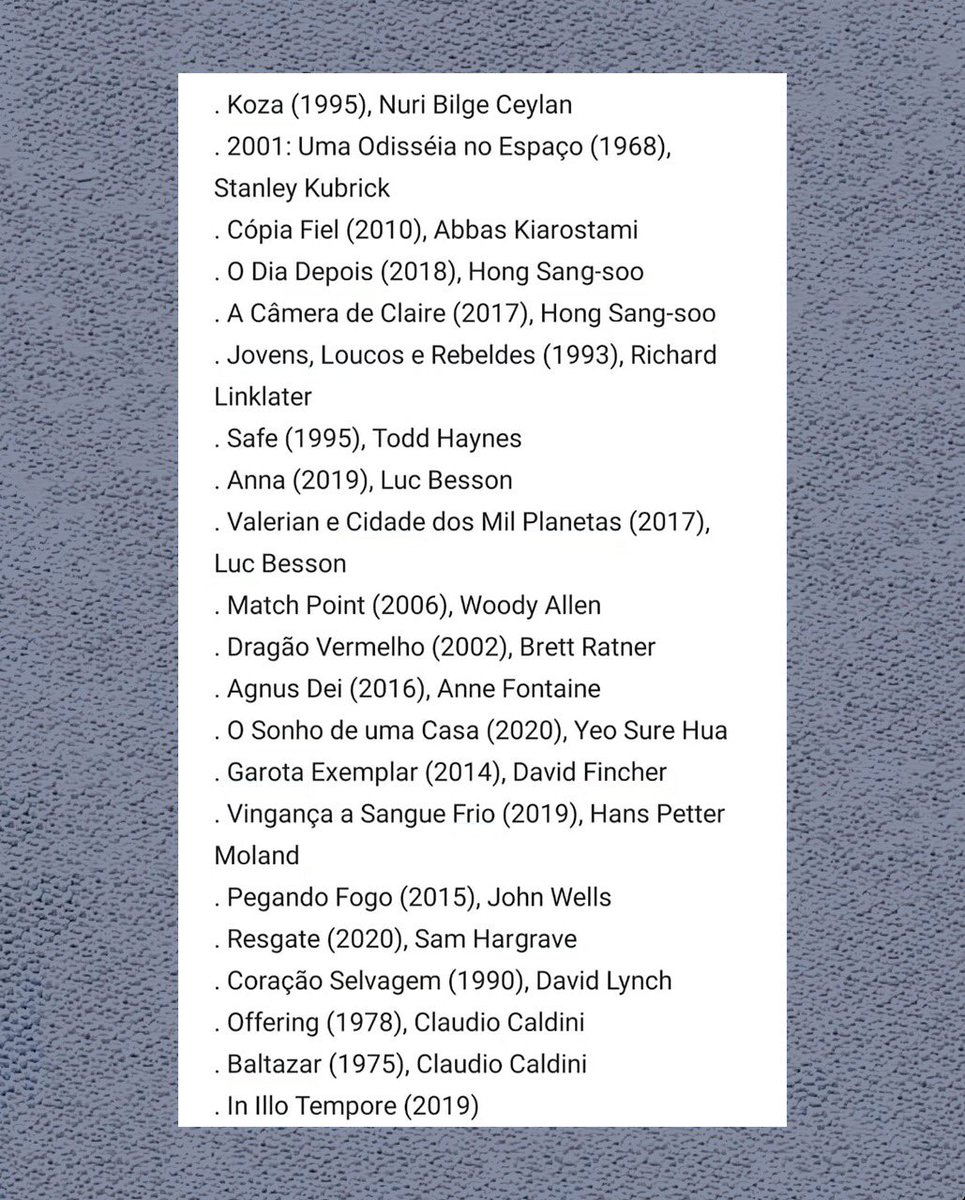 aproveitando essa quarentena pra ver e rever vários filmes 🎞 já assistiu algum da lista do nosso baixista?
