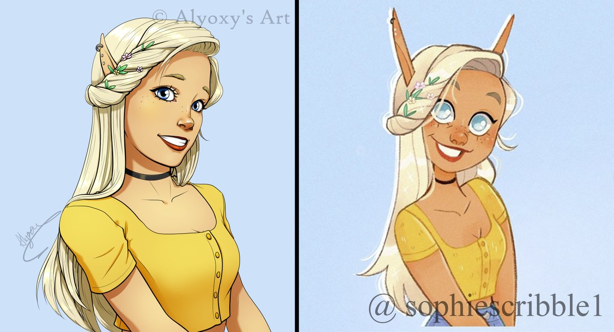 alyoxy's tweet photo. Here's a couple of #drawthisinyourstyle challenges I did recently set by two amazing artist @sophiescribble1 and @djamilaknopf - these art challenges are so much fun and really help if you're feeling a bit stuck with your own artwork.

#digitalart #ClipStudioPaint #wacom #dtiys https://t.co/QTU5QkzRFU