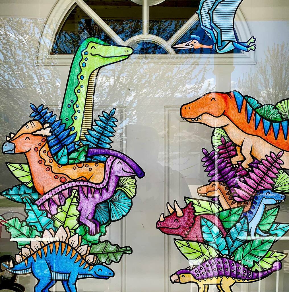 senordavis's tweet photo. Here it is. The full dinosaur window. This one was really fun to put together. Check the bio for a downloadable set of coloring sheets. ⠀
•••⠀ #dinosaur #dinosaurs #stegasaurus #parasaurolophus #pachycephalosaurus #brontosaurus #ankylosaurus #tro… https://t.co/Z1nUGFyECY https://t.co/Z2UmLUNDr7