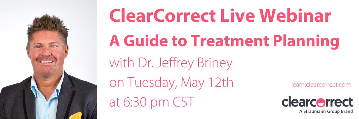 ClearCorrect's tweet photo. live webinar with Dr. Jeffrey Briney: A Guide to Treatment Planning. This webinar presented is designed to help you get the treatment setup you need and want for your patients.
https://t.co/VQ97Wx8FKL
#timeforeducation #livewebinar #clearcorrect #straumanngroup #clearaligners https://t.co/JawxpVFgnr