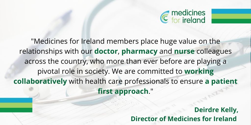 "MFI members place a huge value on the relationships with our doctor, pharmacy &amp; nurse colleagues across the country, who more than ever before are playing a pivotal role in society." <a href="/IrishPharmacy/">Irish Pharmacy Union</a> <a href="/ICGPnews/">Irish College of GPs</a> <a href="/IMO_IRL/">Irish Medical Organisation</a> <a href="/RCGP_RoI/">RCGP Republic of Ireland Faculty 🇮🇪</a> <a href="/RCSI_Irl/">RCSI</a> <a href="/INMO_IRL/">Irish Nurses & Midwives Organisation</a> <a href="/Darragh_OL/">𝔻arragh 𝕆'𝕃oughlin</a> #medicinesforireland