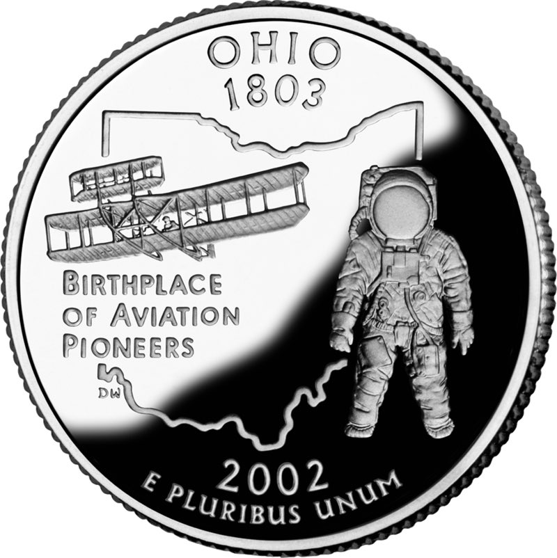 Did aliens steal the clipart from north Carolina's quarter and engrave it on to Ohio? Ancient astronaut theorists say yes5/10 for plagiarism