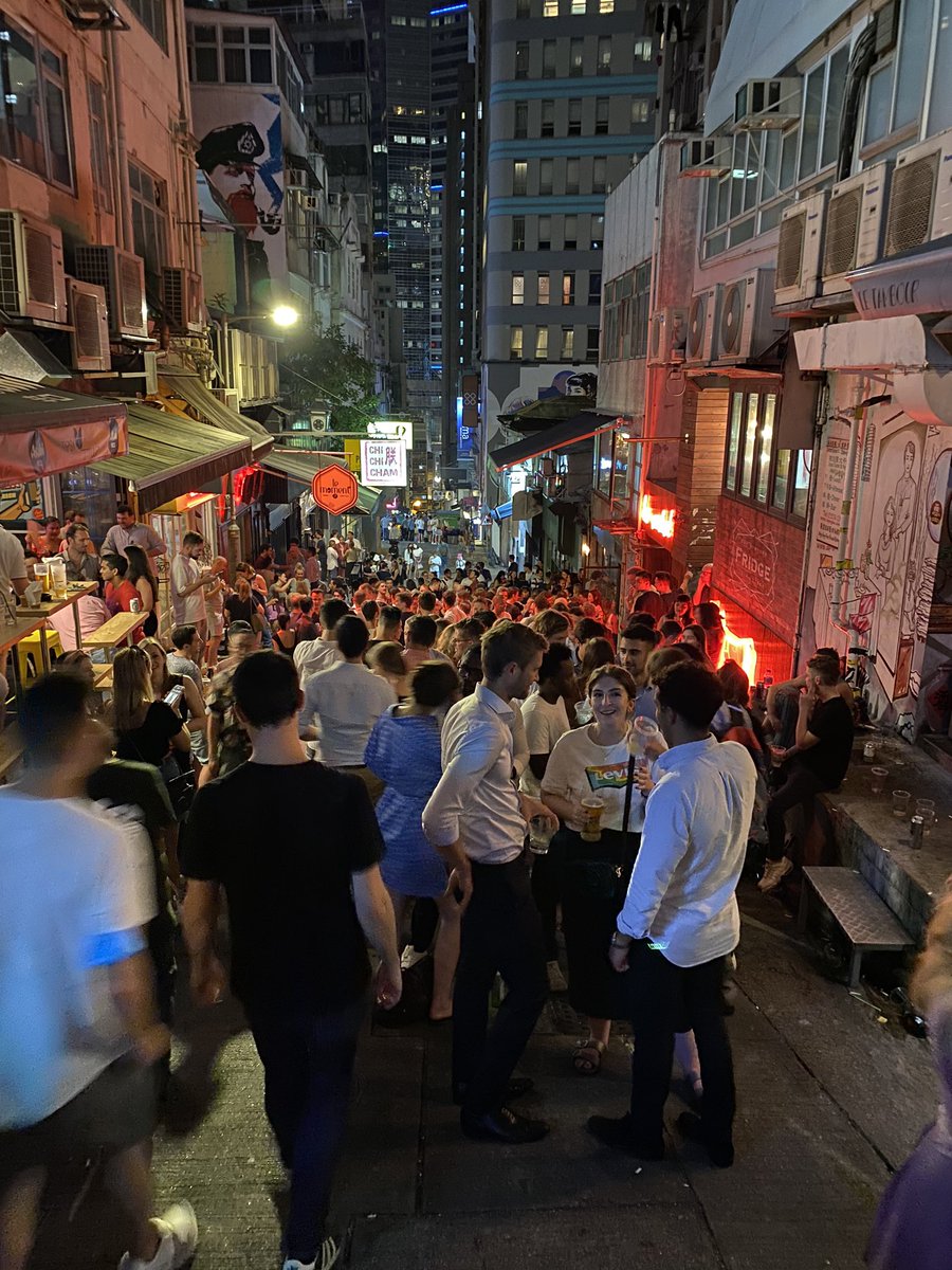 Peel street, Hong Kong. April 17 vs right now.
