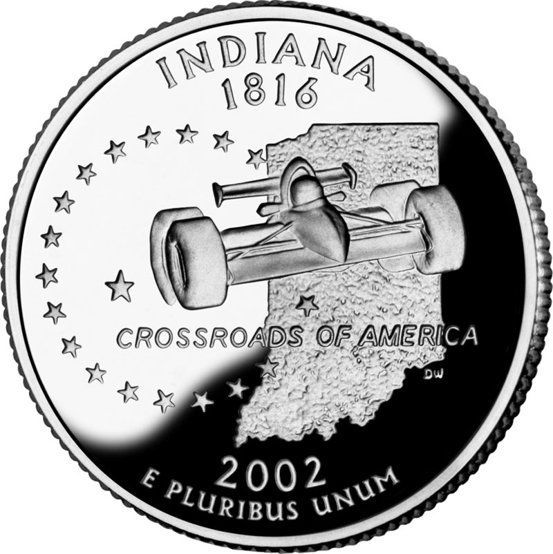 "Why is there a SPACE STATION in Indiana?" my brain said upon seeing this quarter. It's just a weird racecar2/10, don't disappoint me like that