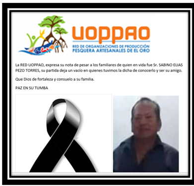 uoppao's tweet photo. A dejado de existir un excelente pescador, socio fundador de la RED UOPPAO, quien desempeño la gerencia en el periodo 2017 - 2019. Amigo te vamos a extrañar.
PAZ EN SU TUMBA. https://t.co/cTYHv7qbZr