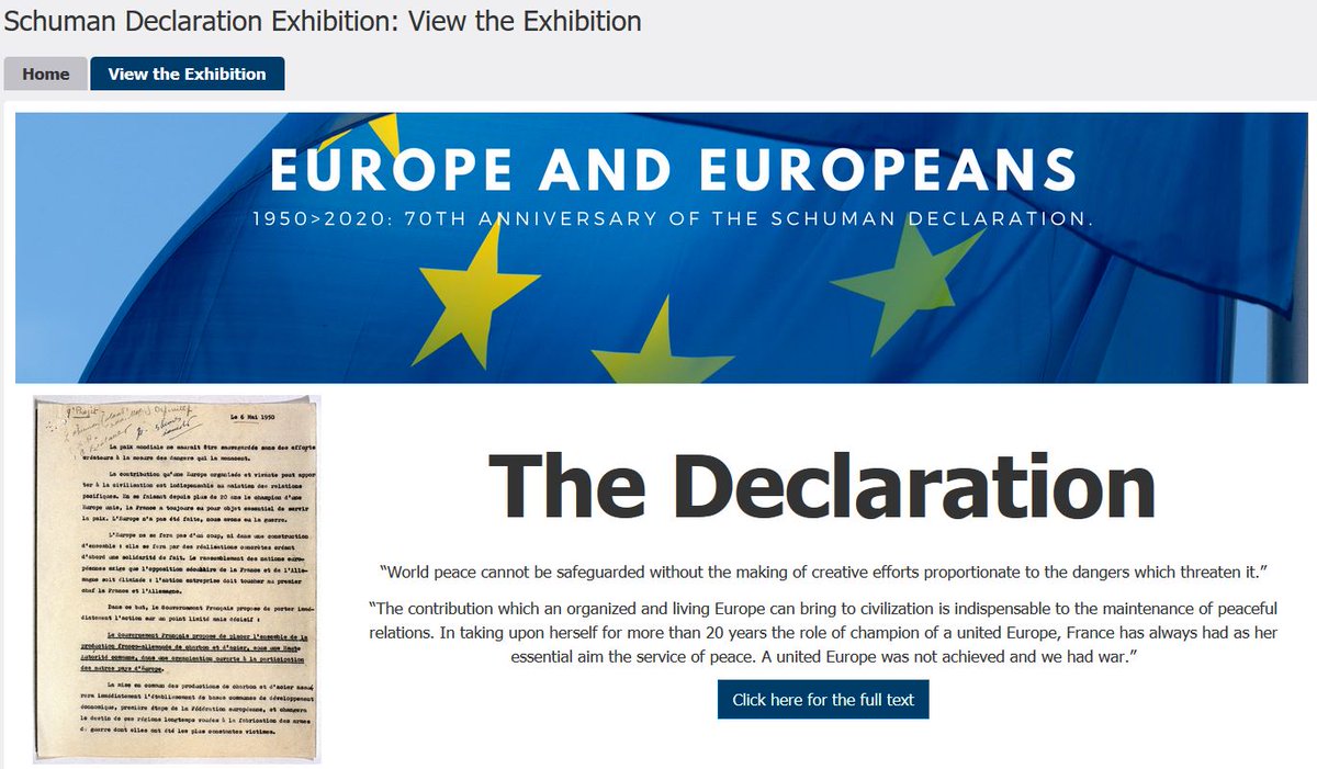 To mark #EuropeDay🇪🇺 on 9 May, #Cork European Documentation Centre in @ucc has put together a special online exhibition: "Europe and Europeans 1950>2020: 70th anniversary of the Schuman Declaration": libguides.ucc.ie/schuman_declar…

Content courtesy of the Historical Archives of the EU!