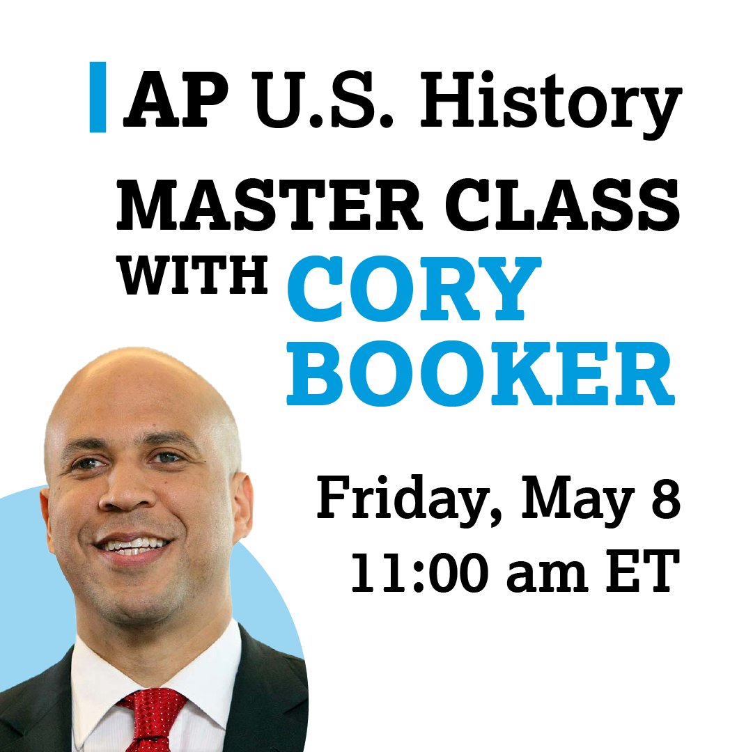 SenBooker's tweet image. Really looking forward to joining @CollegeBoard this morning to help guest teach a special AP U.S. History class as students prep for next week’s exam. Watch here: youtu.be/xH17ifJl3G4. #APMasterClass #APUSH