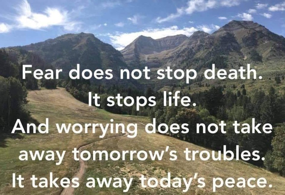 e3Resources's tweet photo. Fear does not stop death. It stops life. And worrying does not take away tomorrow's troubles. It takes away today's peace. #simplysharingstories #e3resources https://t.co/PFS45m6Lrm