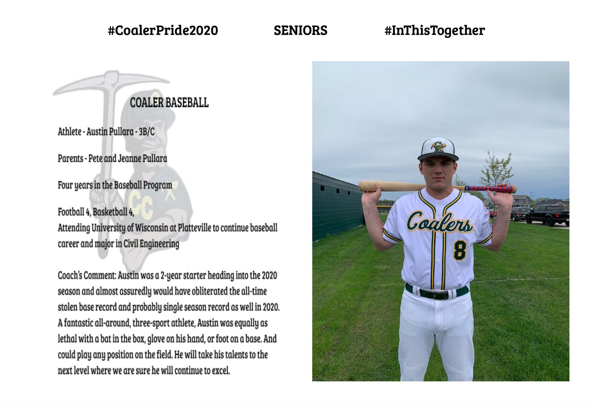 coalersports's tweet image. #CoalerPride Spring Senior Athletic Recognition
#CCSTrong #InThisTogether
Baseball - Austin Pullara