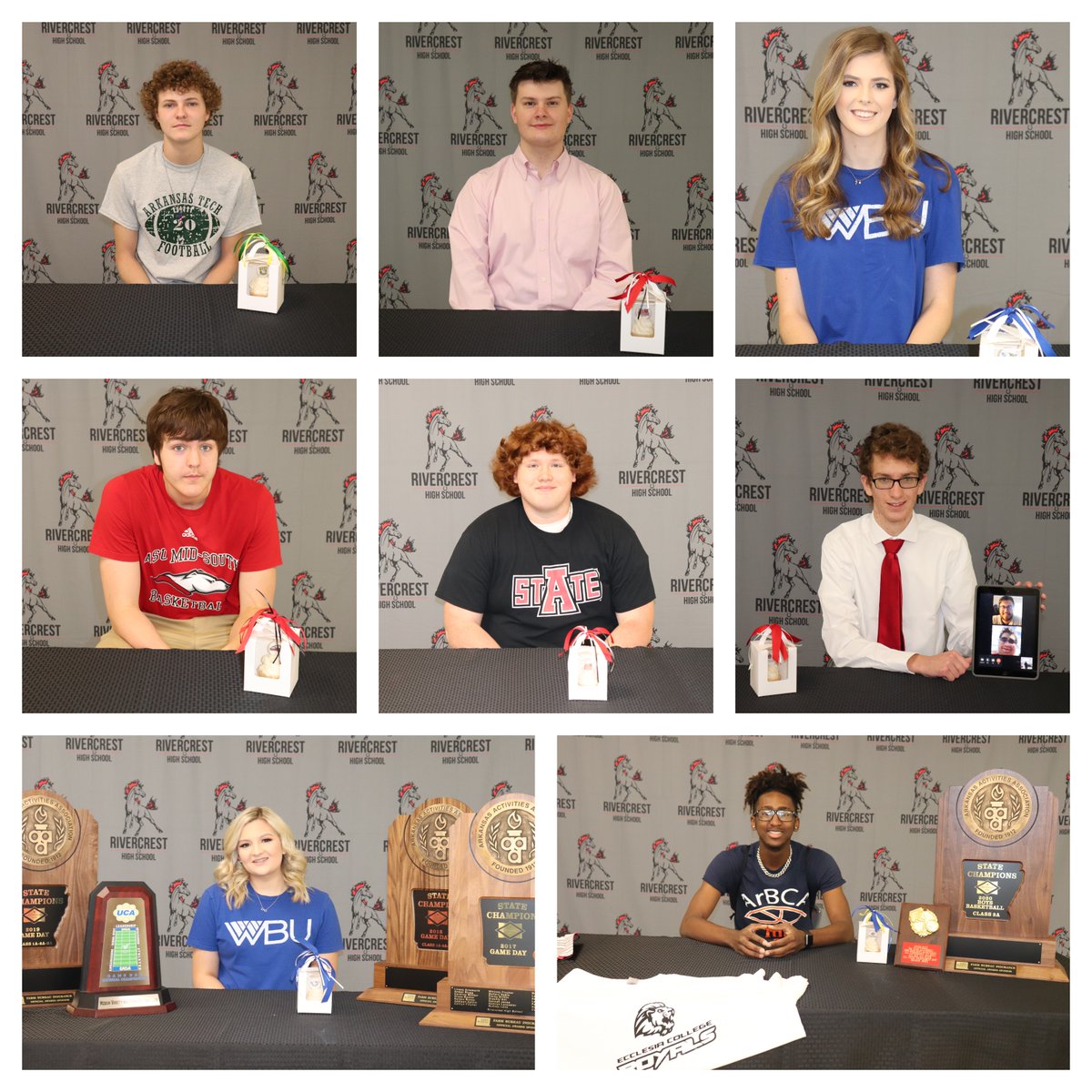 RivercrestSD's tweet photo. We want to congratulate the students who will be showcasing their talents at the college level. During Senior Days, these students were treated with a personalized cupcake and well wishes from their high school coaches/directors. We are so proud of them and wish them the best! https://t.co/rA59y17IKO