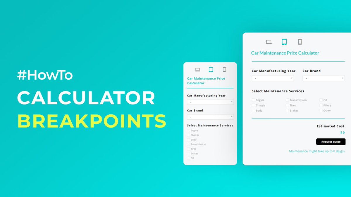 CalconicApp's tweet photo. A new #CALCONIC_ #tutorial on how to create a responsive design for your calculator! Use different #breakpoints for the best calculator appearance adjusting to your user's screen size and #device!
Check it out here:https://t.co/wxdMwwCSpj
#HowTo #responsive #design https://t.co/ywdMraWb1H