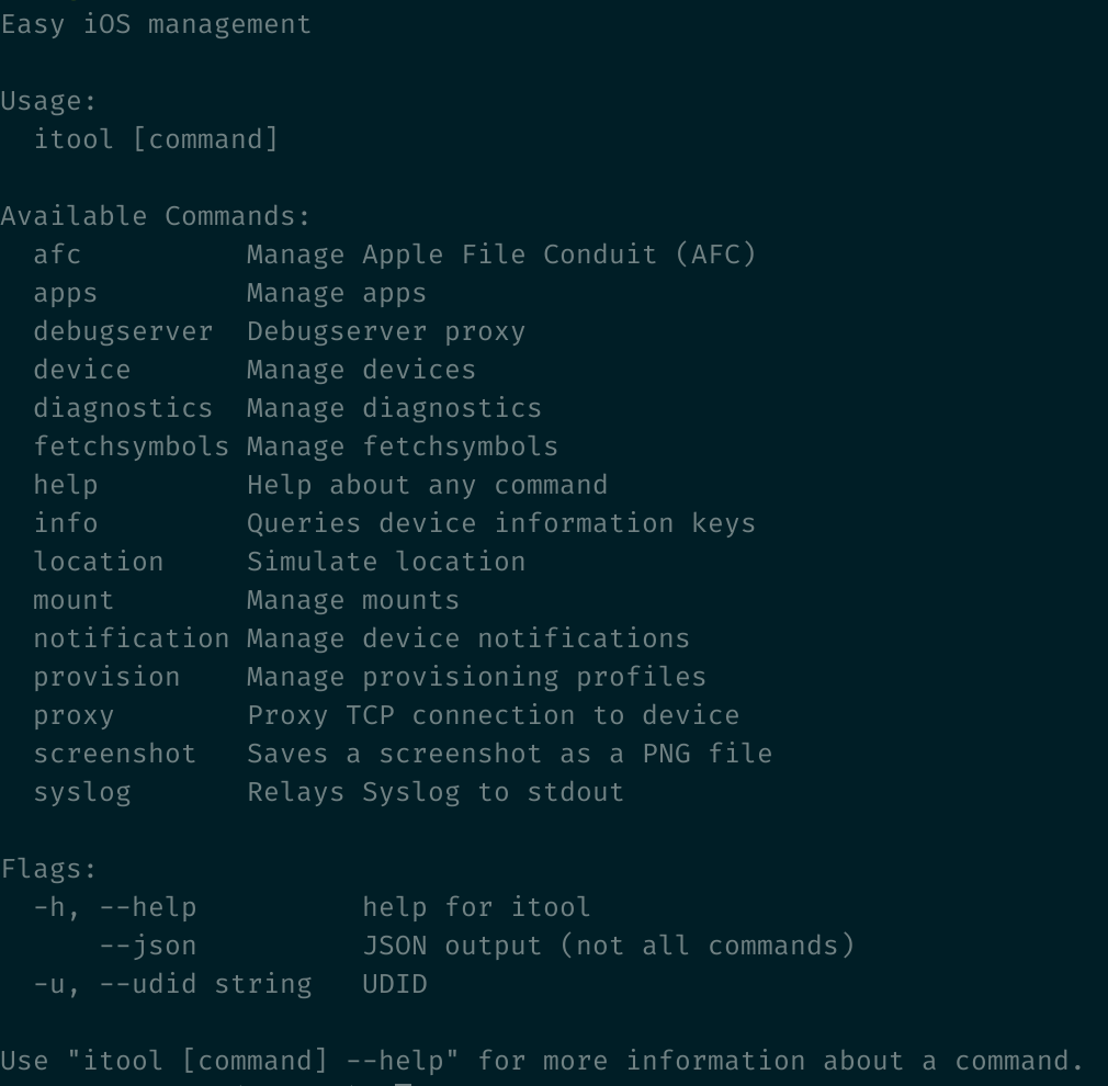 After a few months, I think it's time to publicly release a side project of mine.
itool is a single binary easy and composable iOS device interaction cli on macOS, Linux and Windows.

It is very much WIP😃

github.com/steeve/itool
