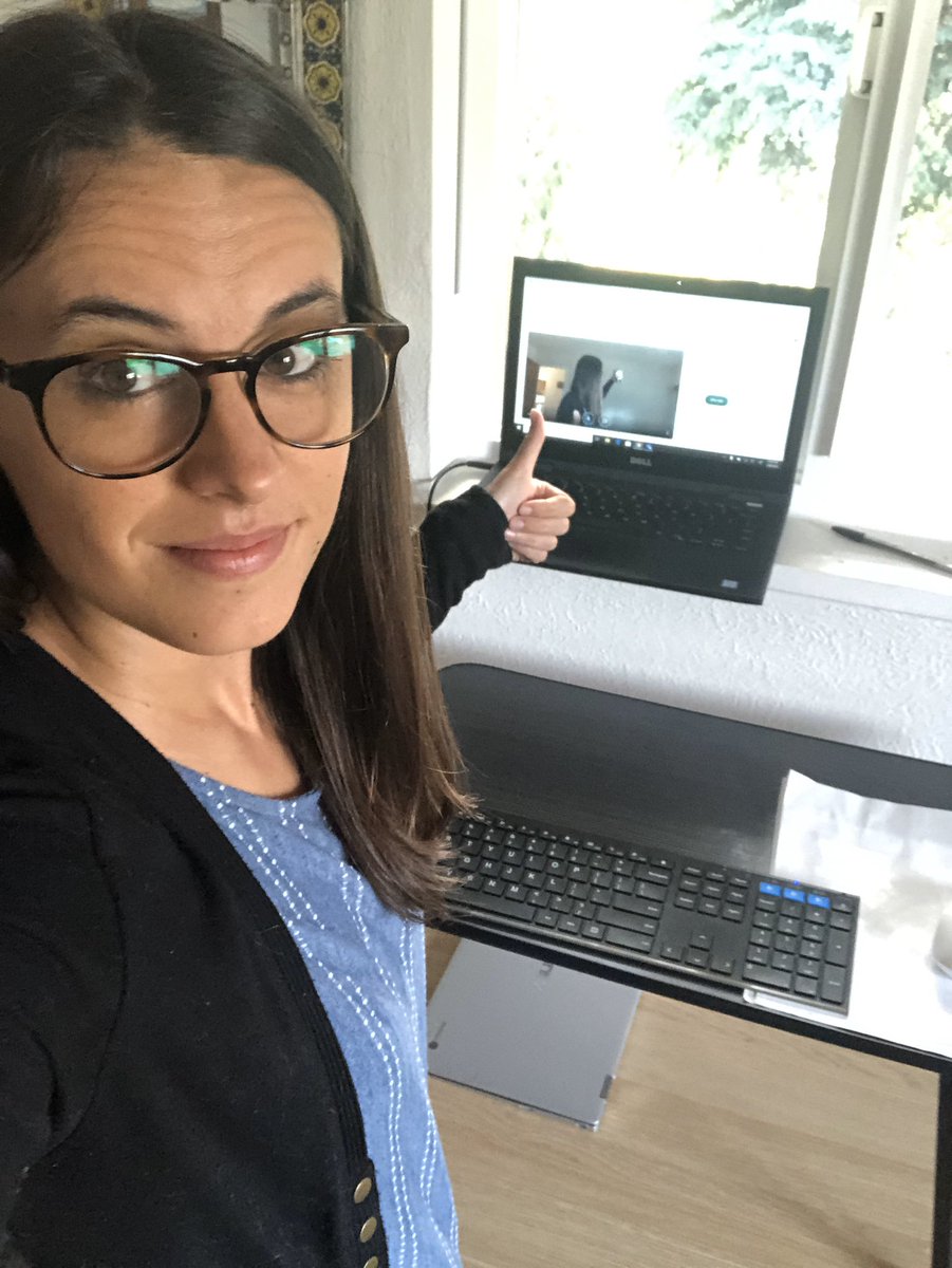 emmabpass's tweet photo. TV dinner tray + window ledge = standing desk! #teachingfromhome #readytogo https://t.co/cYzSKQtfV0