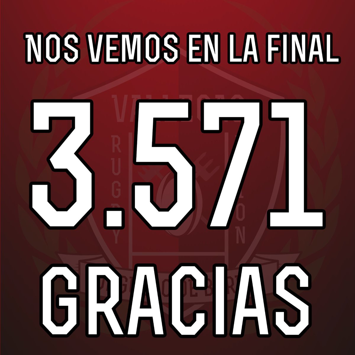 VallecasRU's tweet photo. 3.571 apoyos durante la #CuarentenaCup han hecho pasar a la final al #VallecasRugbyUnión. Hemos vencido a clubes que nos cuatriplican en fichas y esto solo se consigue gracias a una red de jugadorxs implicadxs, patrocinadores y, por supuesto, vallecanxs. Gracias una vez más. #VK https://t.co/8x6wuJDIr0