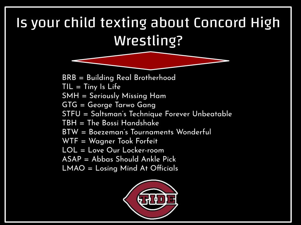 Is Your Child Texting About Concord High Wrestling?

#CWB