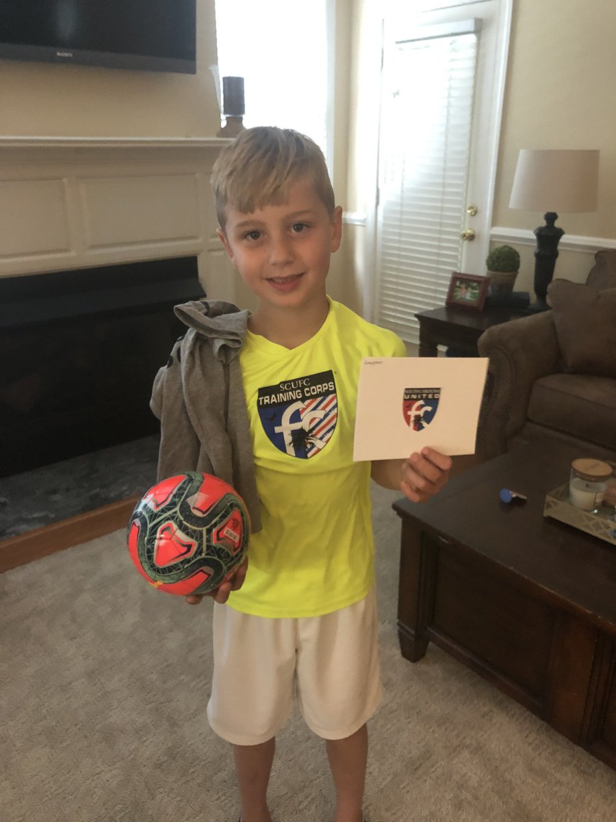 Got a special delivery from @debbledash this morning! He can’t wait to get back on the field.  Sorry about the lack of social distancing, Coach! <a href="/SCUnited_FC/">SC United FC</a> <a href="/technefutbol/">Techne Futbol</a>