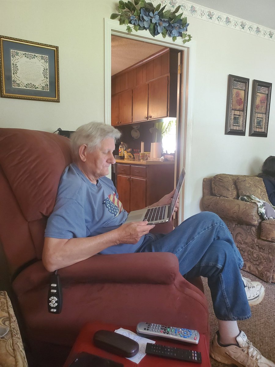 wendy_copelan's tweet photo. Beyond blessed to have my daddy with 46 years of teaching SS join me on zoom this morning to teach about the Navajo Code Talkers in WW II. 
@BENPanthers #IgniteCCS https://t.co/7TS35fSvvw