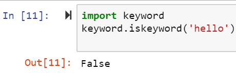 amrolins's tweet photo. To check if a literal is a reserved keyword or not (in python) the "keyword" library comes in handy. 
example:
keyword.iskeyword('def') ----> True

if not a keyword it will give False
(note: first import keyword library)
#twitterForLearning #Python #Coding https://t.co/544706DpnG