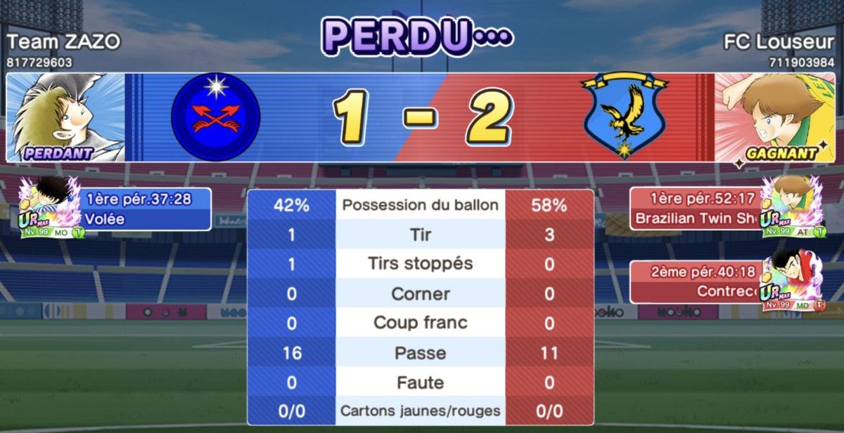 Chris_C_Bass's tweet photo. [FIELD NO ARTIST CUP3] : QUART
Ironem (FC Salty) que beaucoup d'observateurs voyaient en finale s'incline face à Juju (Fu) qui continue de créer la surprise dans la compétition. 
#CaptainTsubasaDreamTeam  #CTDT #TsubasaDT #FNACup https://t.co/ezNr6sv4st