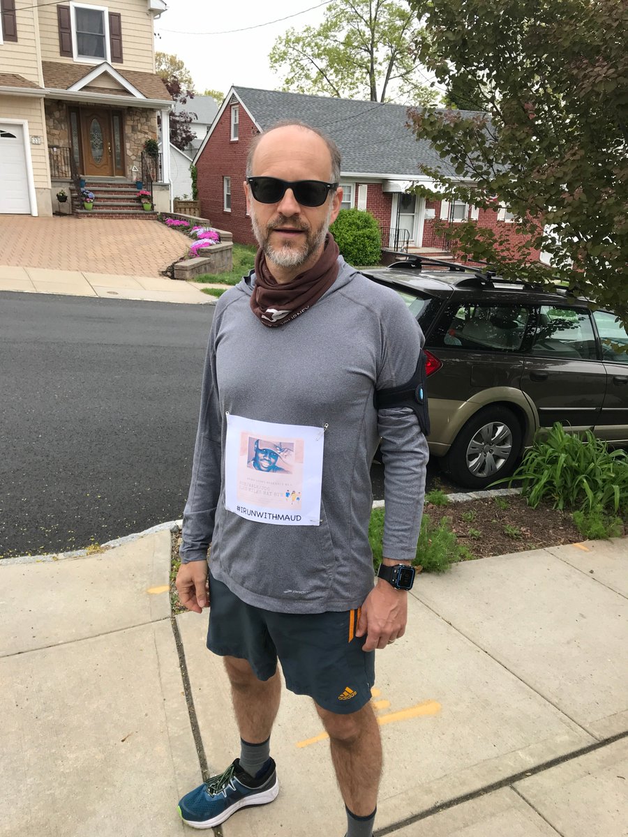 RavElliott's tweet photo. I ran 7 miles with Maud today. Craig Levine joined me, mostly from a distance of 10 ft. We ran through trails at Eagle Rock Reservation. We got smiles. A couple of thumbs up. No one tried to arrest us.  No one shot at us.
#IRUNWITHMAUD https://t.co/F84tgM3Faw