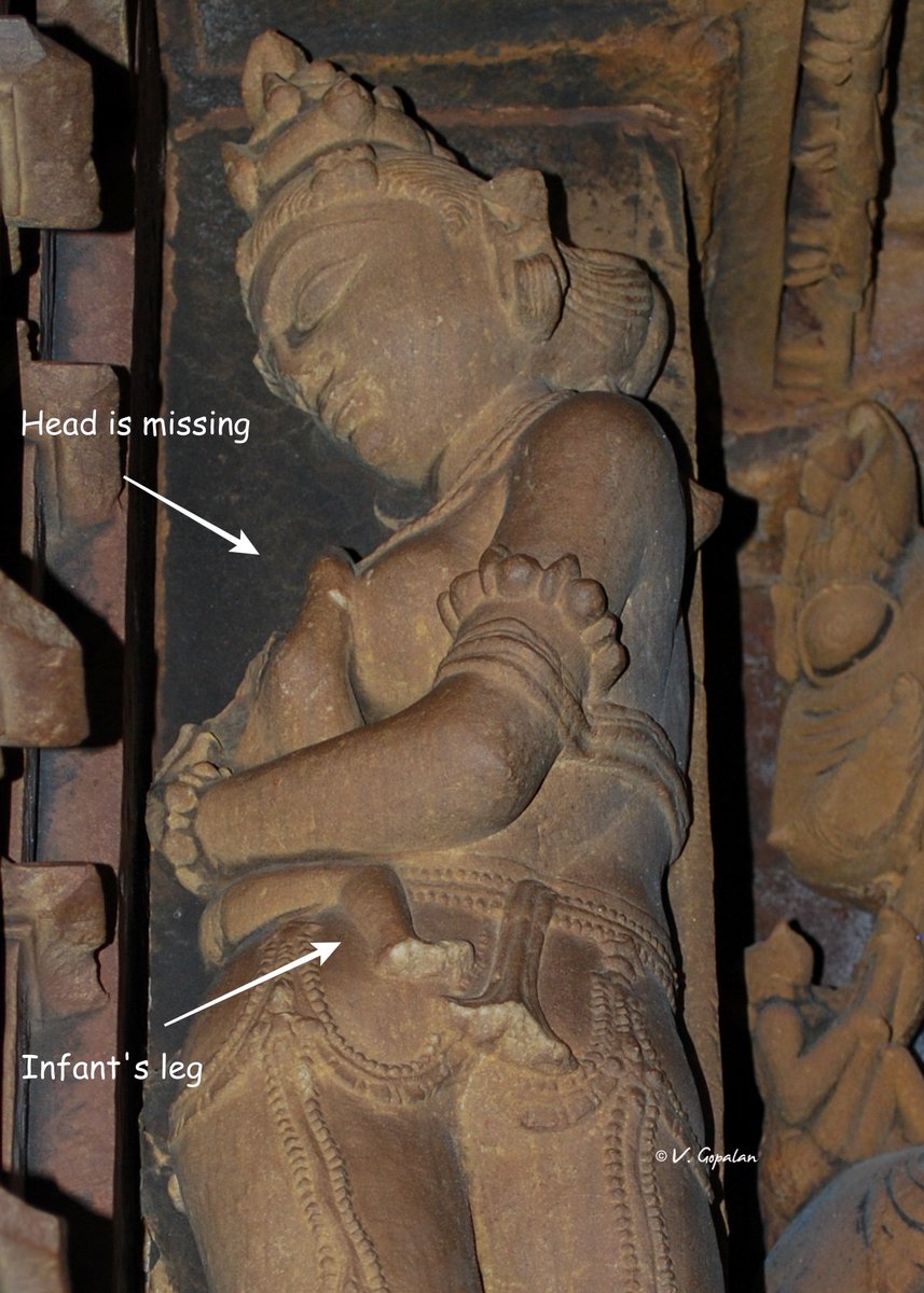 TheGopalan's tweet photo. Extreme brutality! 

How did they have the heart to do it?

Sculpture of a mother holding her infant baby.

Zoom in &amp; observe very carefully!

They have broken the infant's head! 

Only the body &amp; right leg of the infant can be seen!

Khajuraho!
#IndianHeritage https://t.co/uFgEnLUJUA