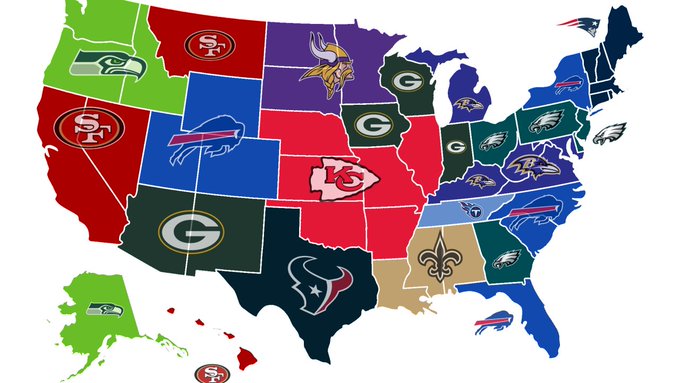 Map Of Every Nfl Team This Map Of Every State's Favorite Nfl Team Just Has To Be Spectacularly  Wrong