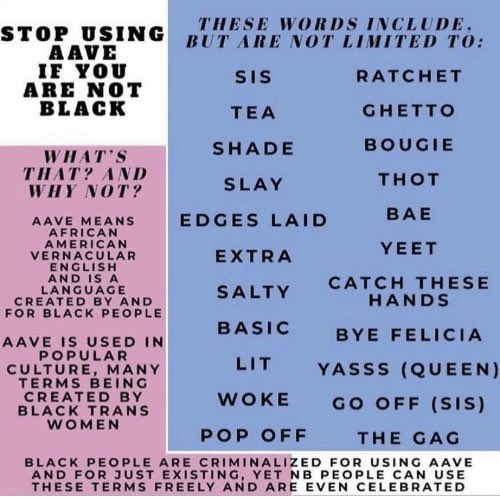 commonly used aave terms and related posts i found on the way (again i, personally don't think you have to stop saying woke and cool lmaooo but like pls stop stealing more aave im begging) honestly a quick google search is pretty accurate