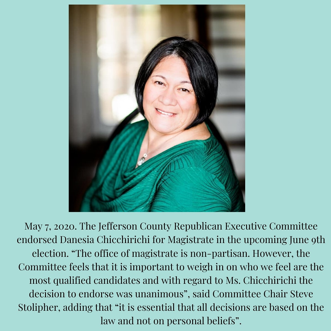 JCWVGOP's tweet photo. The Jefferson County Republican Executive Committee has endorsed Danesia Chicchirichi for Magistrate https://t.co/XStT7yG2pV