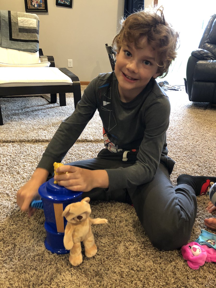Abaroo's tweet photo. Bought this @buildabear kit a long time ago. Never did I think I would be using it on a rainy day during a time when we cannot go anywhere and everything is closed. Thanks Build-a-bear for the fun times. The boy just wished there was a more gender neutral shirts. https://t.co/jGxGXbV0wW