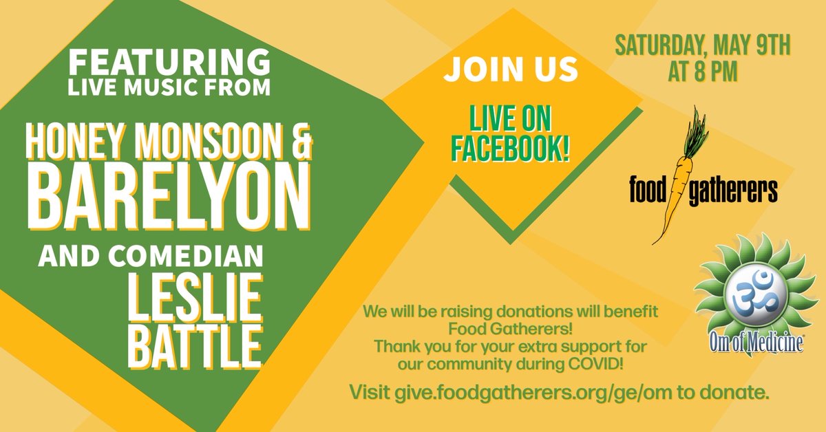 visit Facebook.com/omofmedicine/l… to sign-up for this weekend's #livestream SATURDAY, 7 PM EST ft. #Honeymonsoon, #Barelyon and comedian Leslie Battle 🎶😆🌱