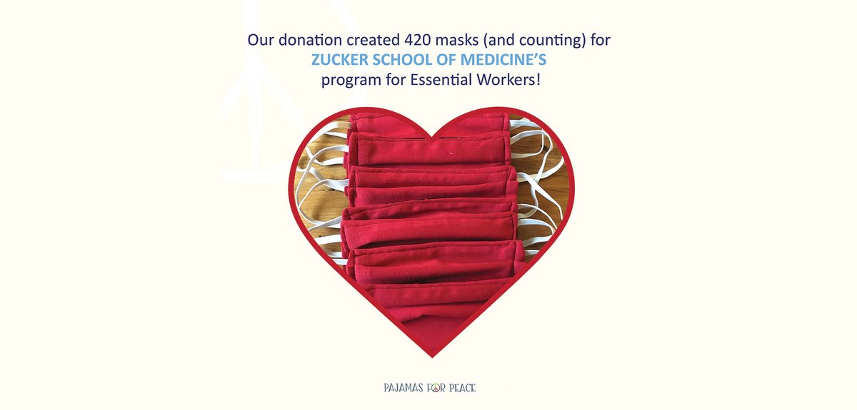 PajamasForPeace's tweet photo. Follow up on our partnership with Hofstra's Zucker School of Medicine: Our donation was used to create 420 fabric masks and counting! Featured are some @ZuckerSOM students in their masks who are are in charge of distribution. We were happy to help our Essential Workers!

#donate https://t.co/rUw98IM3Jd