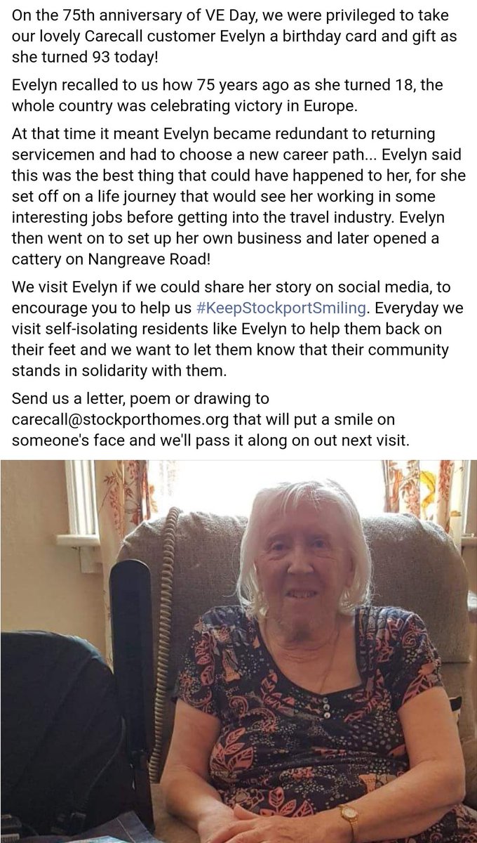 carecallmonitor's tweet photo. We visited a special Carecall customer today on #VEDay! We're always here to help more people like Evelyn and #KeepStockportSmiling.
https://t.co/C0xQGtxawq #Stockport https://t.co/vl88UQ0m2g
