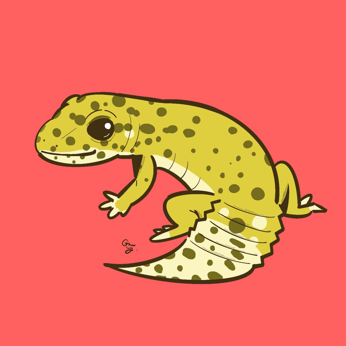 鬼 ゆったん 珍しく人間以外を描いてみた レオパードゲッコー レオパ Illustration イラスト イラスト練習