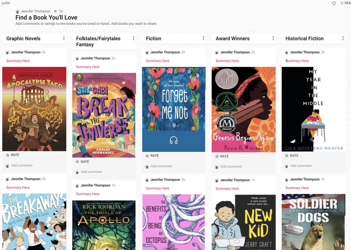 A3: I used <a href="/padlet/">Padlet</a>  to curate a sample classroom library @sfrazintcrwp  #WeAreChappaqua #iCelebrate