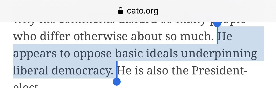 11. Ok, next up is CATO’s John Samples. Phew, at least he won’t have the same hardened views.Nope. Thinks people voted for Trump b/c, like the Flight 93 passengers on 9/11, they thought they were going to die anyways. Removing “incompetent” Trump “may well be justified”