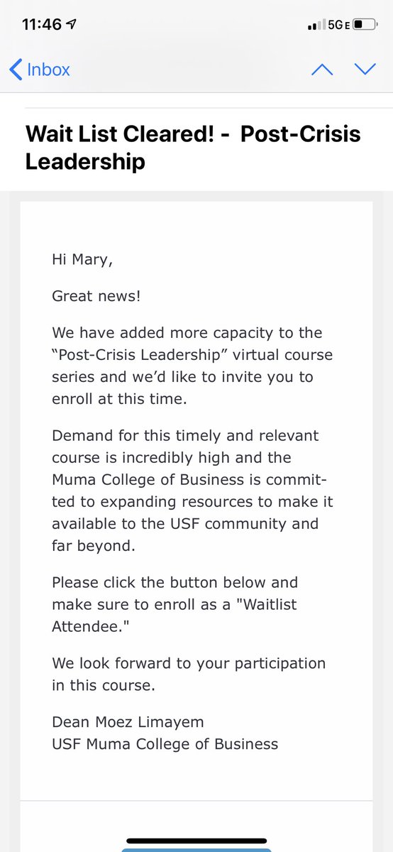 So excited!! Keeping the brain fresh during this crazy time!! Can’t wait to start this course!! Thank you <a href="/USFMuma/">USF Muma</a> #shrt #shrtbackstage