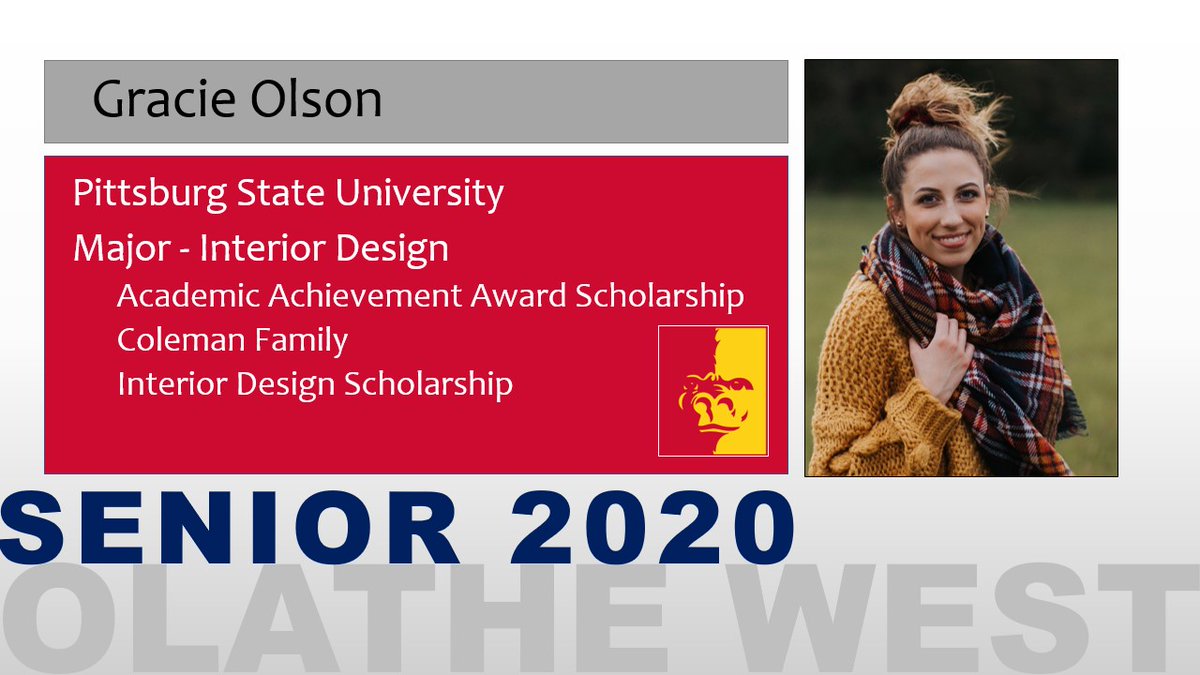 OWSeniorSigning's tweet photo. Congratulations to Gracie Olson who has earned the Academic Achievement Award, Coleman Family, and Interior Design Scholarships to attend Pittsburg State University!  Gracie will major in Interior Design at PSU.  #owseniorsigning #OAGAAG https://t.co/emxkfwG0sA