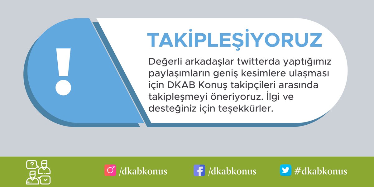 <a href="/dkabkonus/">dkabkonus</a> un değerli takipçileri malumunuz olduğu gibi Twitter'da yapılan paylaşımların etkisi takipçi sayısıyla eşdeğer olarak önem kazanmaktadır. Bu nedenle takipçilerimiz arasında bir takipleşme önerimiz var. Hadi takipleşelim. 🙂 #dkabkonus #dkabyayin