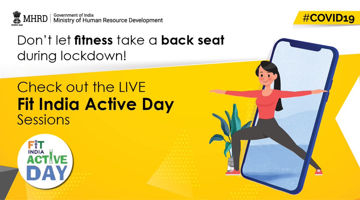 Dr. Ramesh Pokhriyal Nishank (@drrpnishank) on Twitter photo Students, make sure you set some time aside for physical activities during #lockdown.
Have you explored the live sessions being conducted by <a href="/FitIndiaOff/">Fit India Movement</a> yet?
Visit bit.ly/FitIndia-YTCha…
#COVID19
#FitIndiaMovement Students, make sure you set some time aside for physical activities during #lockdown.
Have you explored the live sessions being conducted by <a href="/FitIndiaOff/">Fit India Movement</a> yet?
Visit bit.ly/FitIndia-YTCha…
#COVID19
#FitIndiaMovement