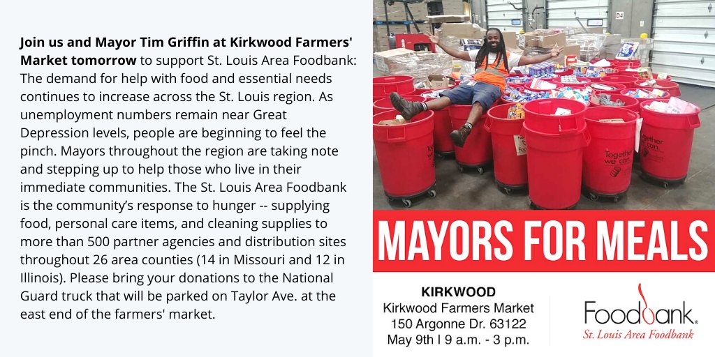 Please bring your donations to Kirkwood Farmers' Market tomorrow!