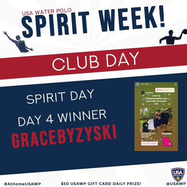 USAWP's tweet photo. Congratulations to Grace Byzyski for winning Day 4 of the #USAWPSpiritWeek Contest! She showed us her @stlouisareapolo pride! #AtHomeUSAWP https://t.co/9RlLinUfil