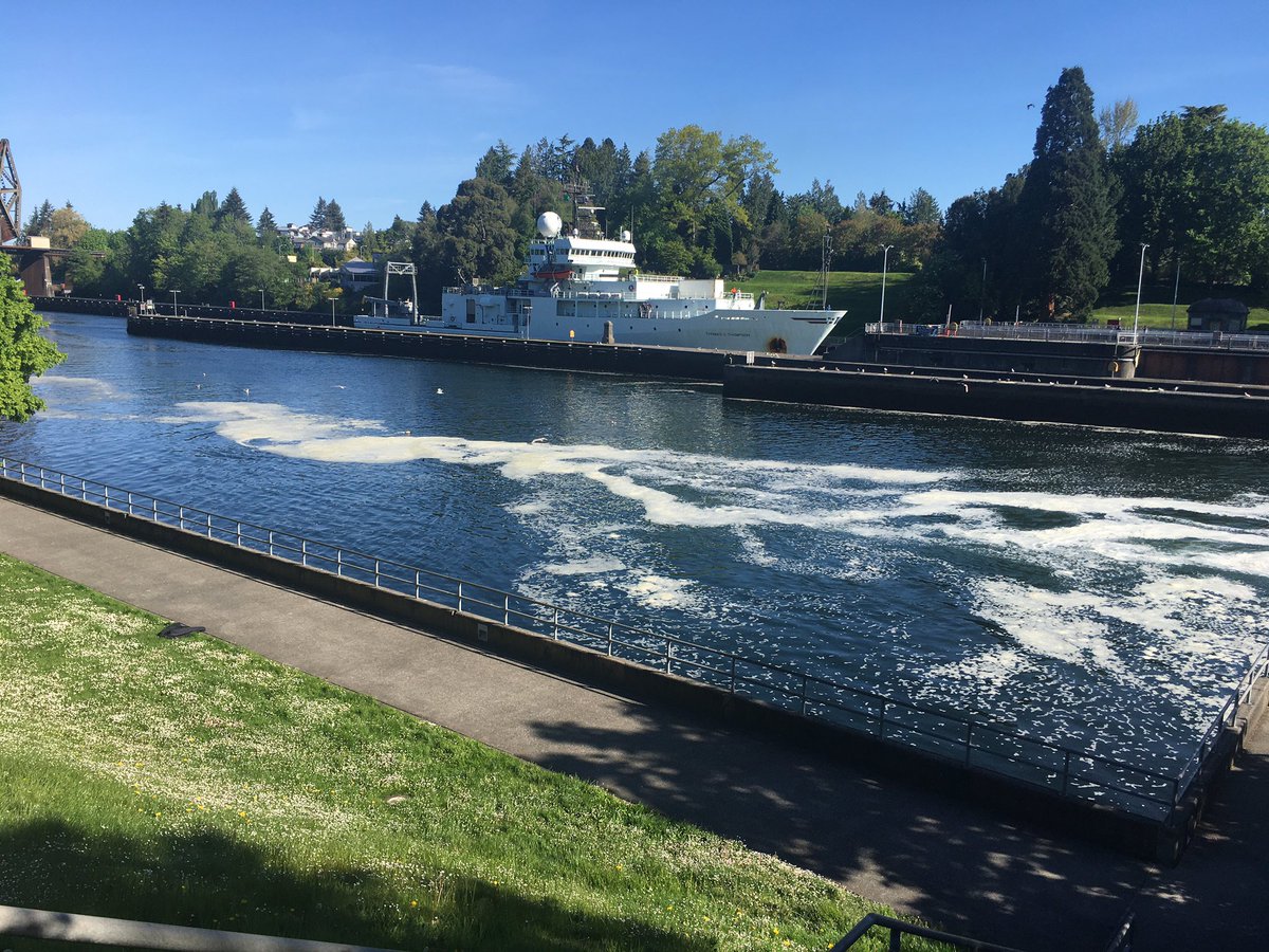williamwilcock's tweet photo. The Thompson is entering the lock ever so slowly with crowds and the press in attendance @UWOcean @rickkeil https://t.co/KH7GXDrXrd