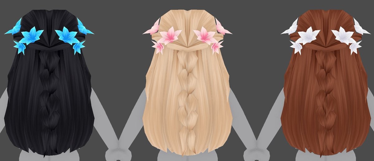 Erythia On Twitter Twist Into Braid With Flowers Really Happy With This Hairstyle I Worked Super Hard To Get It Within The Vert Count But Still Have The Flowers Look Nice I - erythia at roblox on twitter 2 shapes shapes provide a base