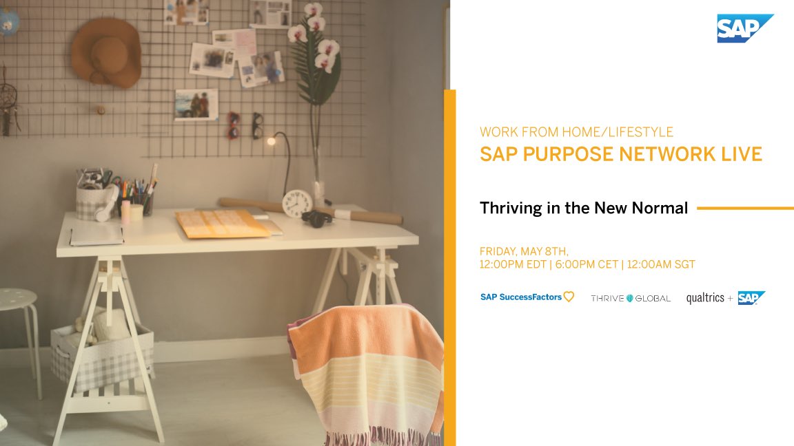 rosenbergann's tweet image. Right now we are hosting on the SAP Purpose Network Live “Thriving in the New Normal” #SAPPurposeNetwork Join here: events.sap.com/sap-purpose-ne…
@SAP4Good