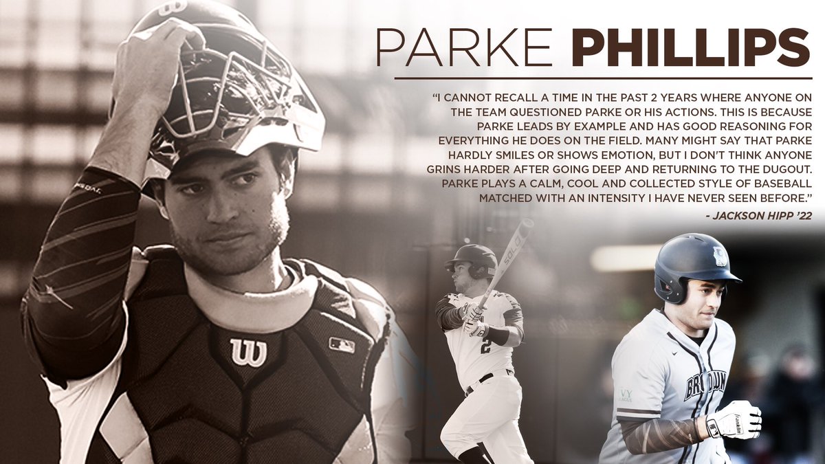 BrownU_Baseball's tweet photo. Today we honor Parke Phillips, a catcher from Venice, FL who occasionally donned a 1B mitt. Parke is moving to San Diego, CA where he will pursue a job in marketing. https://t.co/YN9R6qPv20