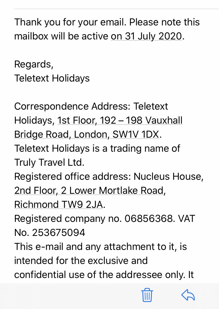 Jenny_Bastock's tweet photo. Disgusted with @TeletextHoliday after getting a letter confirming my credit note, I sent a reply to the given number which isn’t active until July 2020!!! Excellent #customerservice until now! Help @MartinSLewis as my insurance co are messing me around as well! https://t.co/BjNoNXMumD