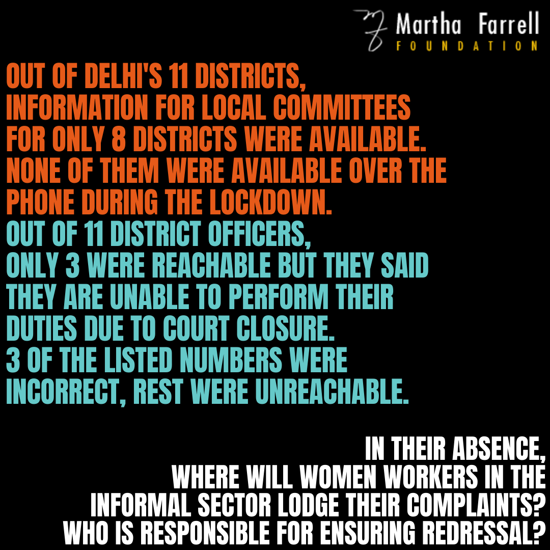 FoundationMf's tweet photo. Last month, MFF led a fact-finding mission to take stock of the status of #LocalCommittees &amp; #DistrictOfficers in Delhi. We could locate information on 8 (out of 11 districts), and there were all missing in action. 
[Take action in thread below]

#SexualHarassmentatWorkplace https://t.co/GMntItum3S